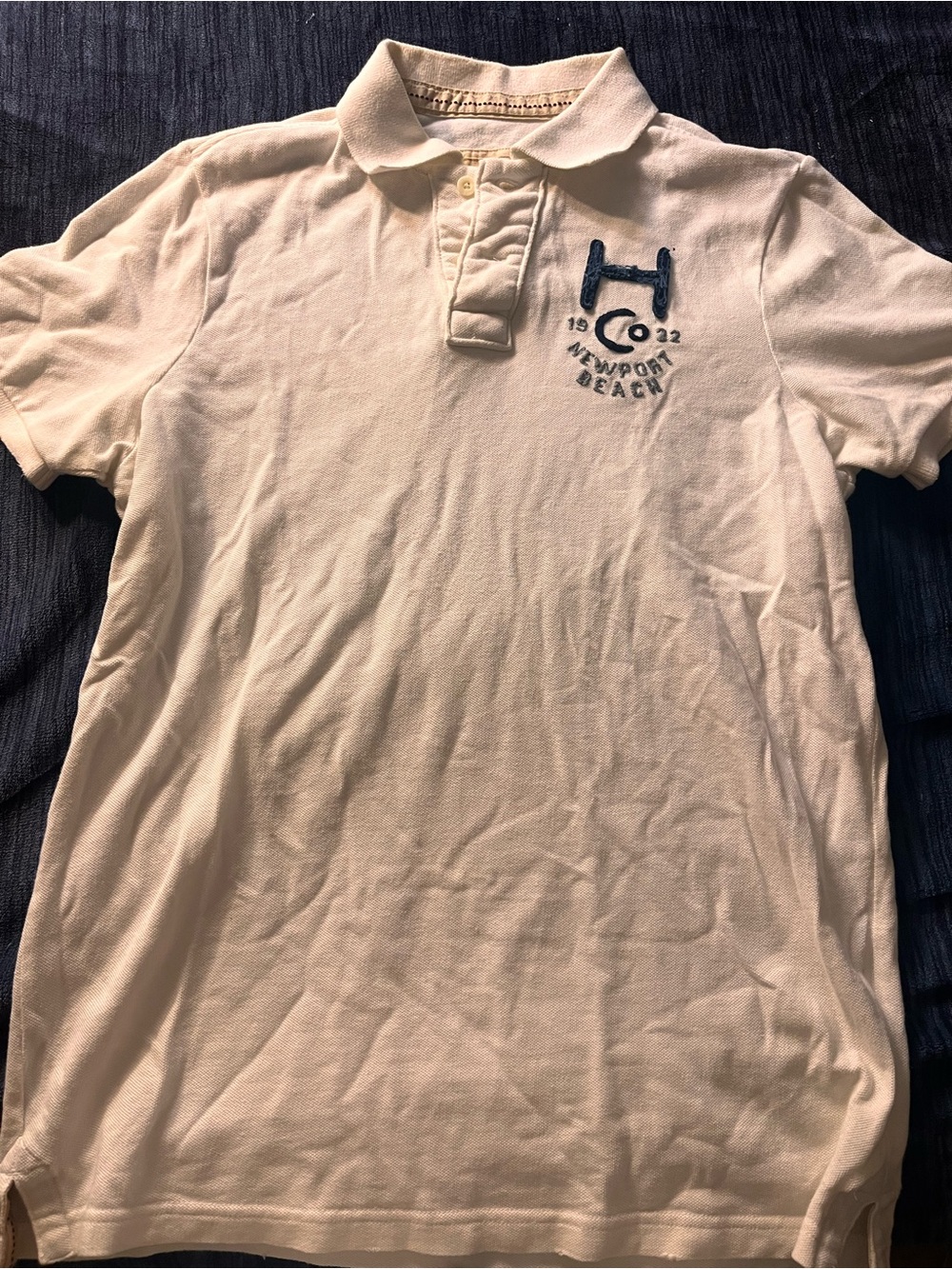 Men’s vintage White Polo Shirt with Navy Newport Beach Patch